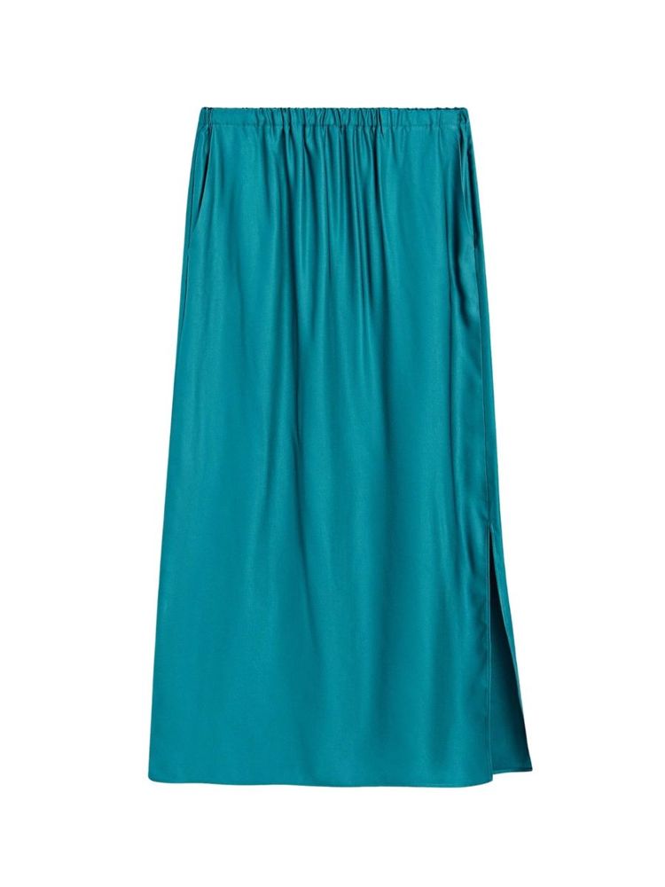 The best blue silk midi skirt - Massimo Dutti - On a white background