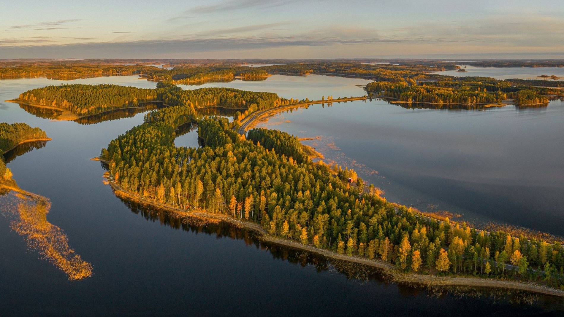 Lake Saimaa view at sunrise