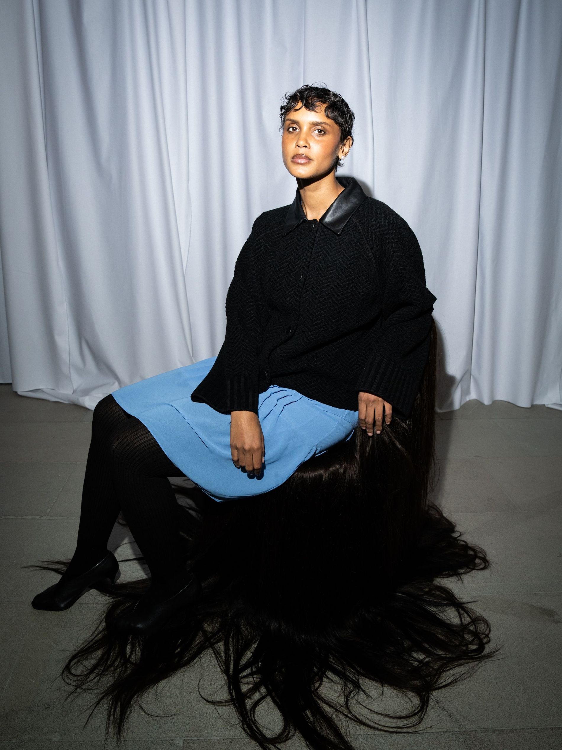 A guest pictured at Björn Axén renovated Stockholm flagship opening party