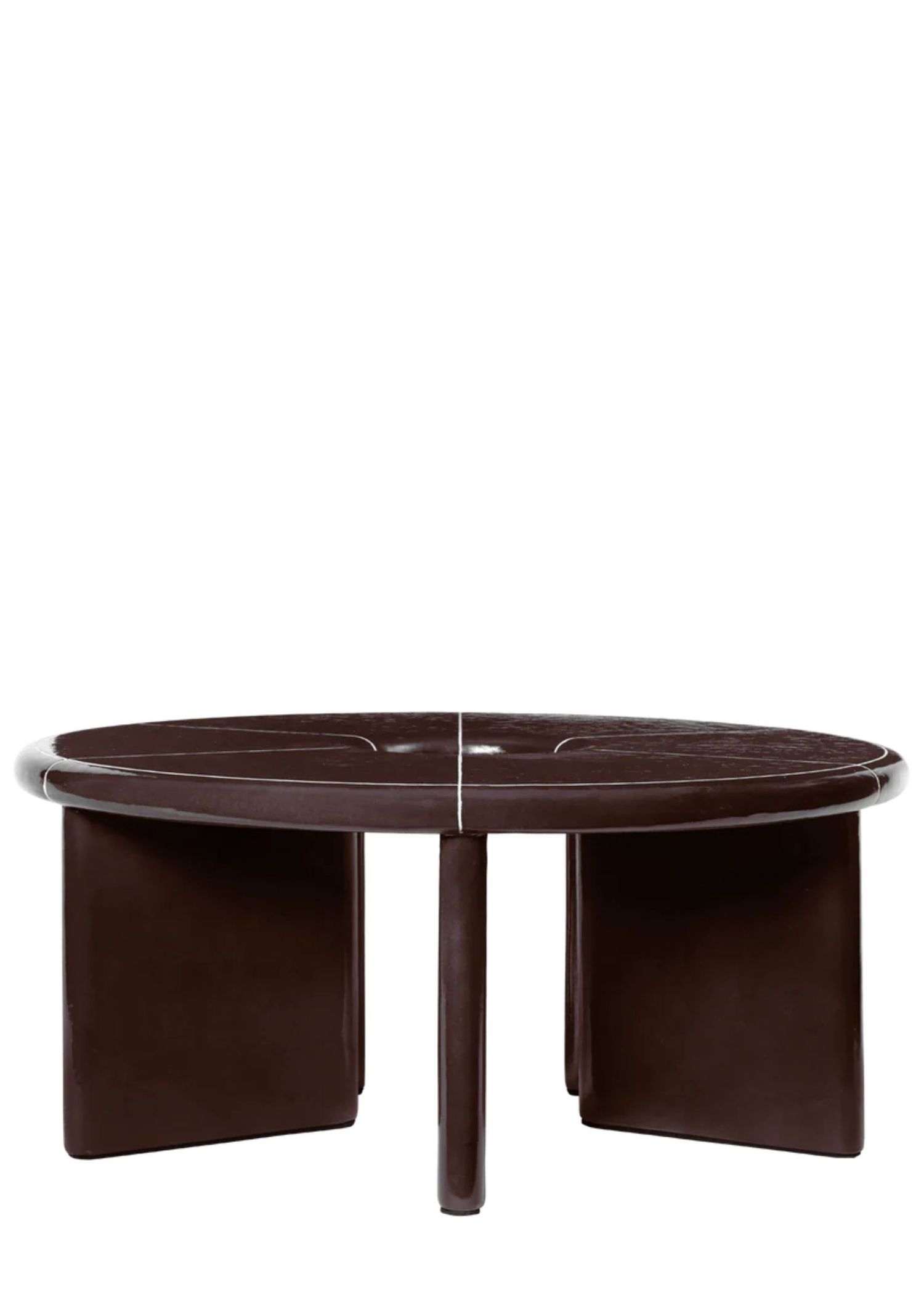Brown rounded outdoor coffee table