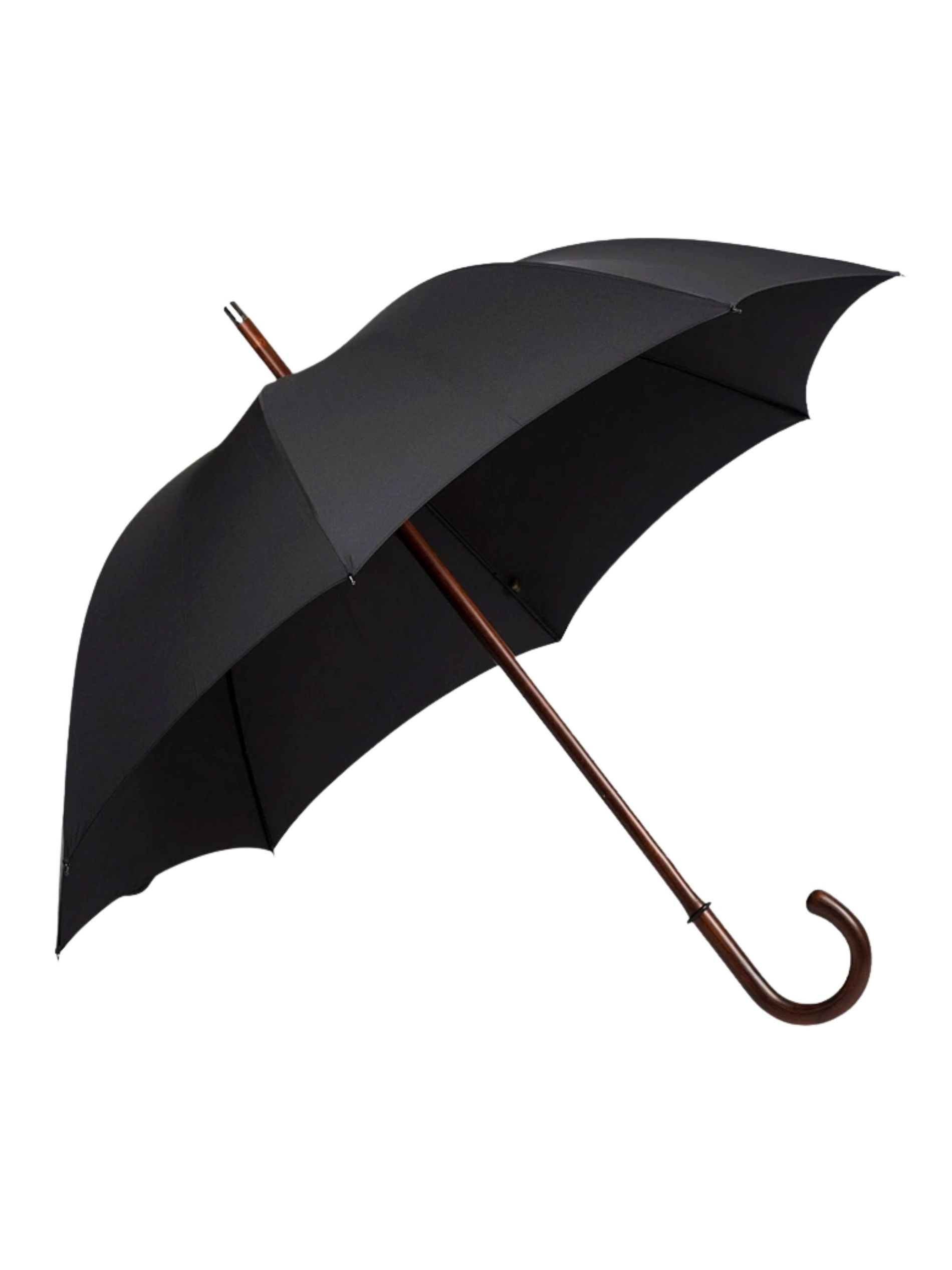 Black umbrella against a white background
