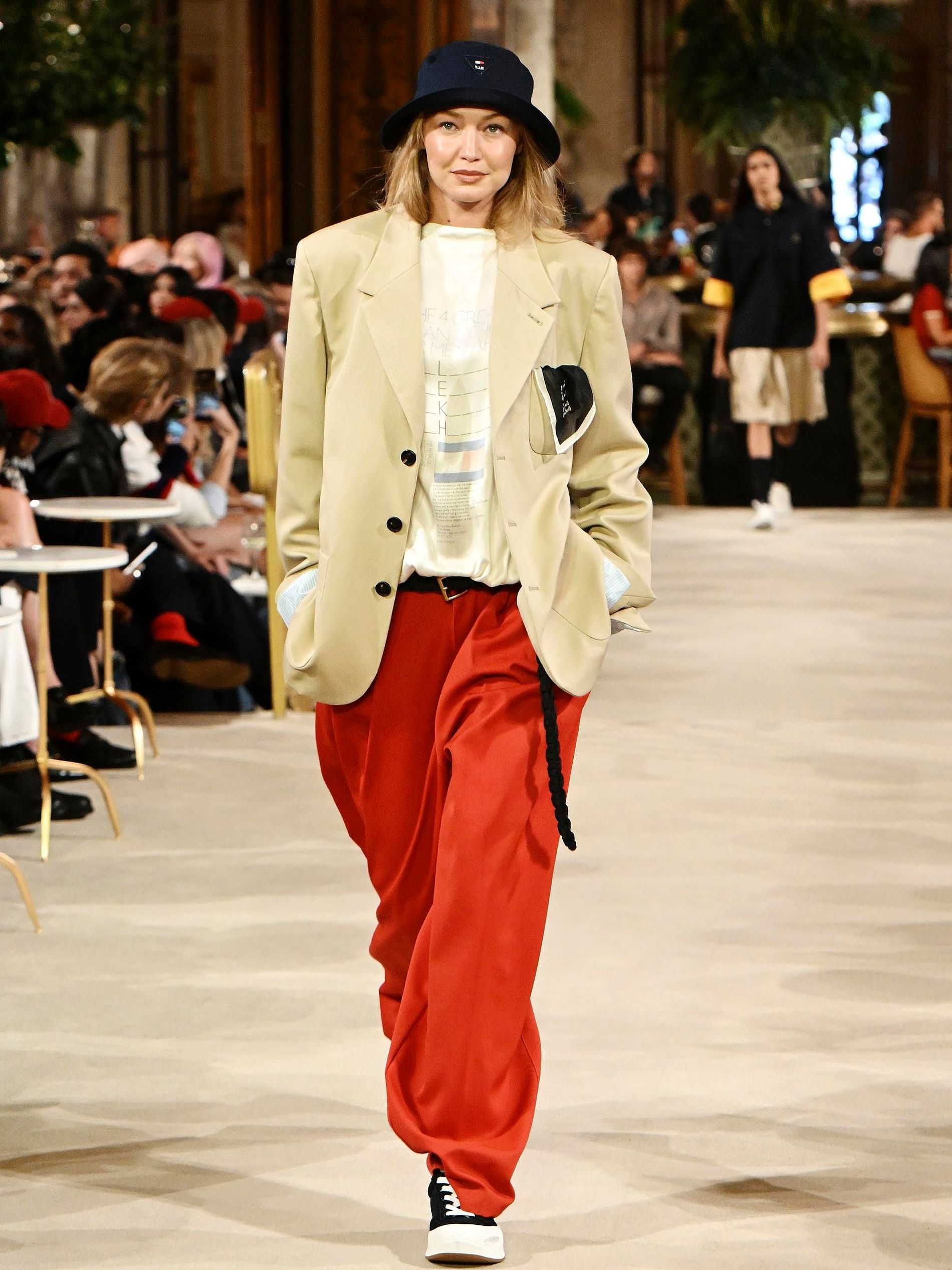 Model walking Tommy Hilfiger at New York Fashion Week