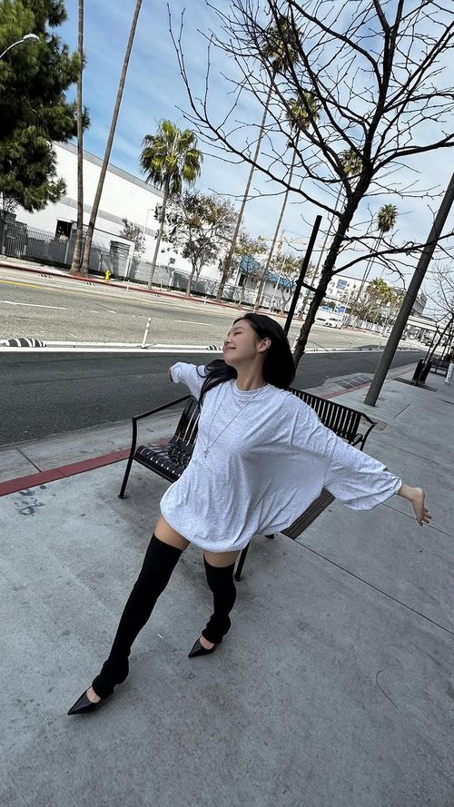 Jennie stepped out in Acne Studios SS25 for an interview with Zane
