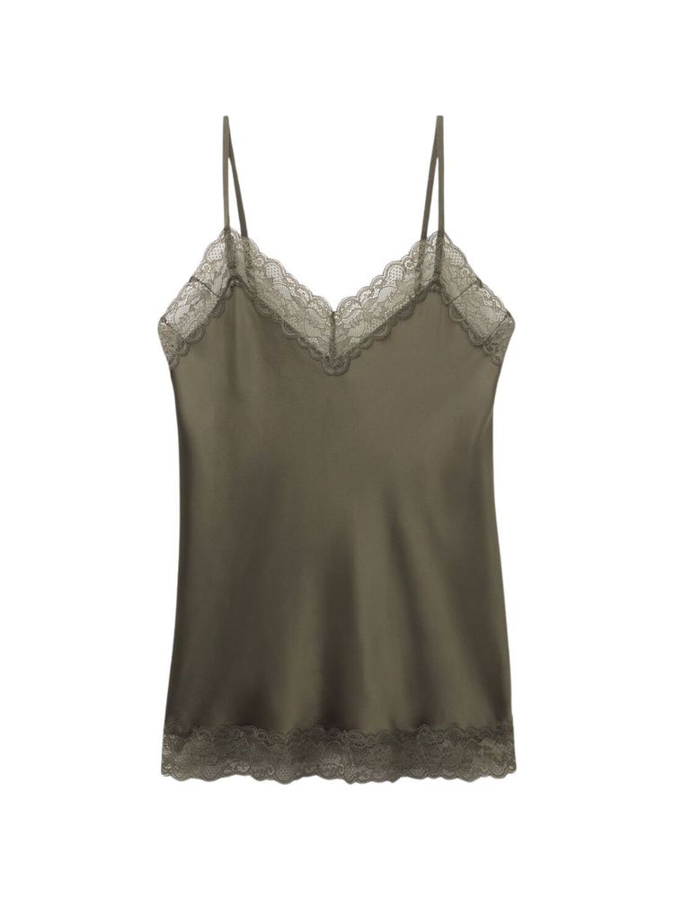 The best green lace trim camisole - Intimissimi - On a white background