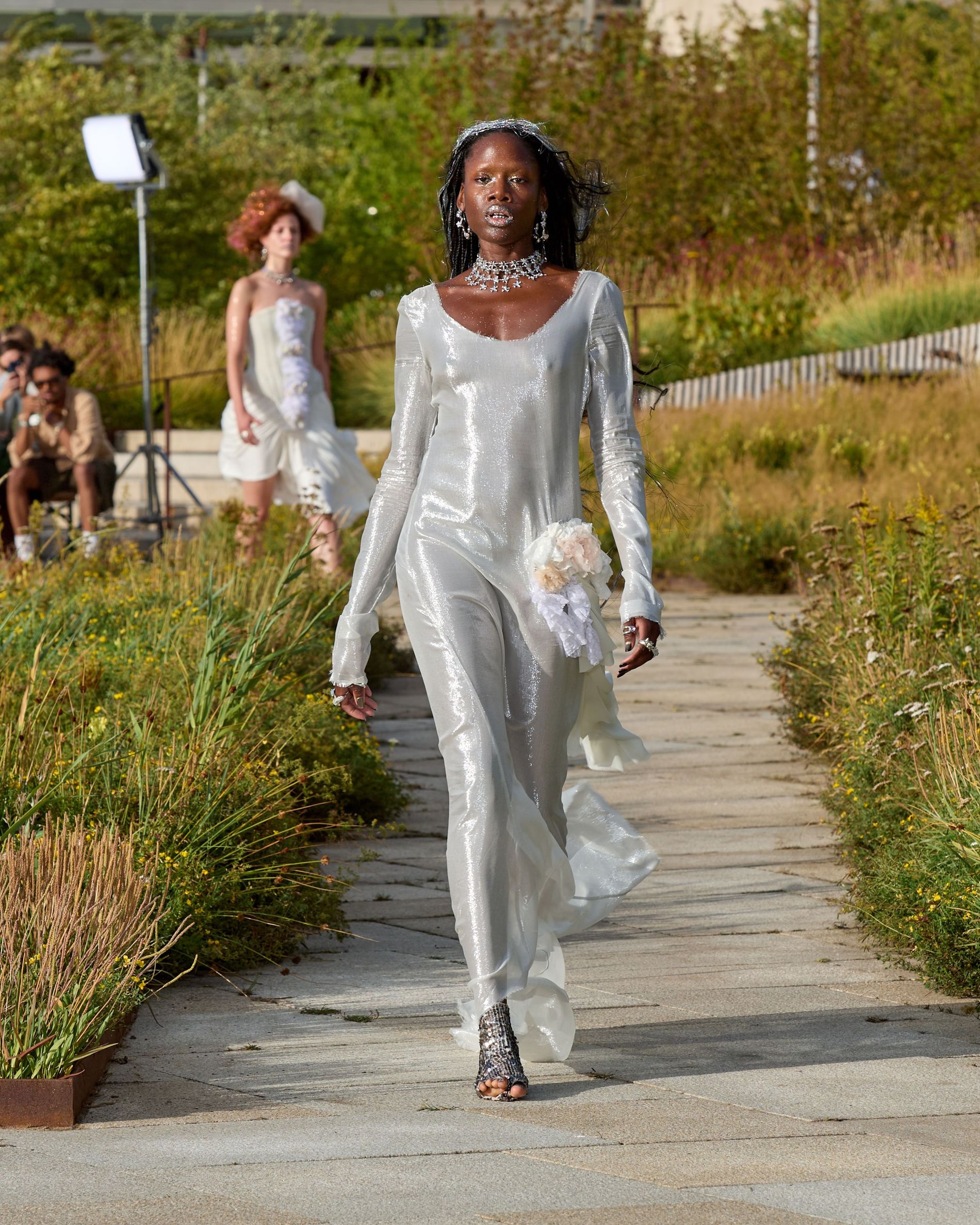 Long sleeved silver mermaid dress
