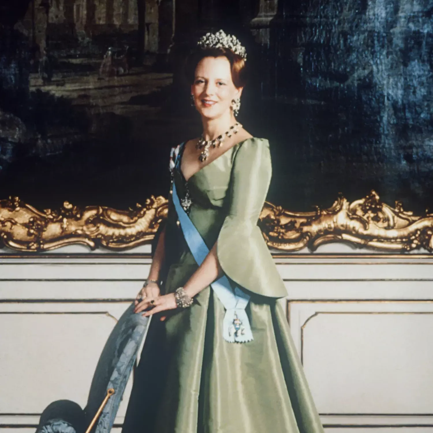 Queen Margrethe wearing some of her favourite emeralds while celebrating her 40th birthday, 16 June 1980