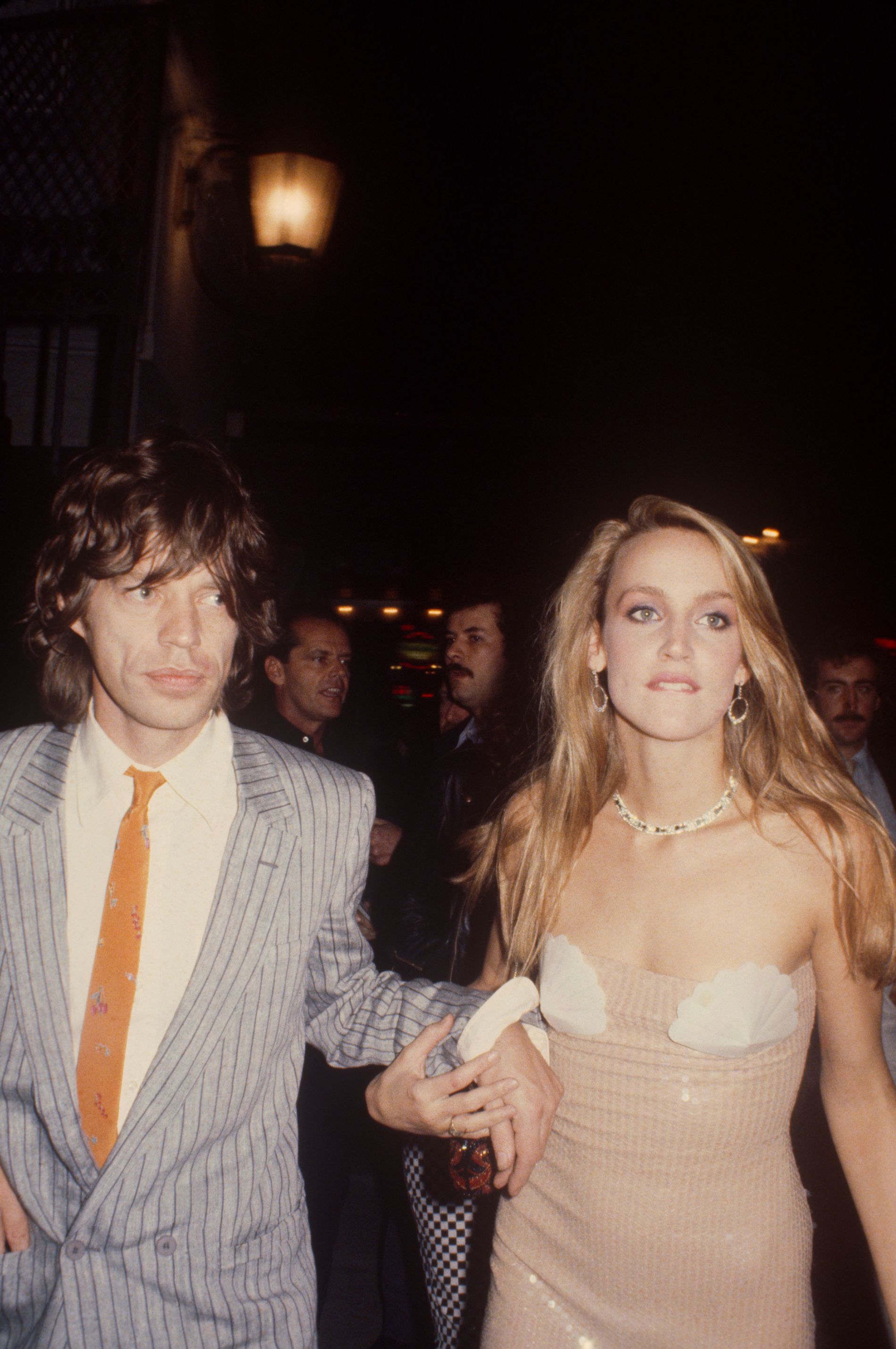 jerry hall nervous stressed mick jagger bites lip