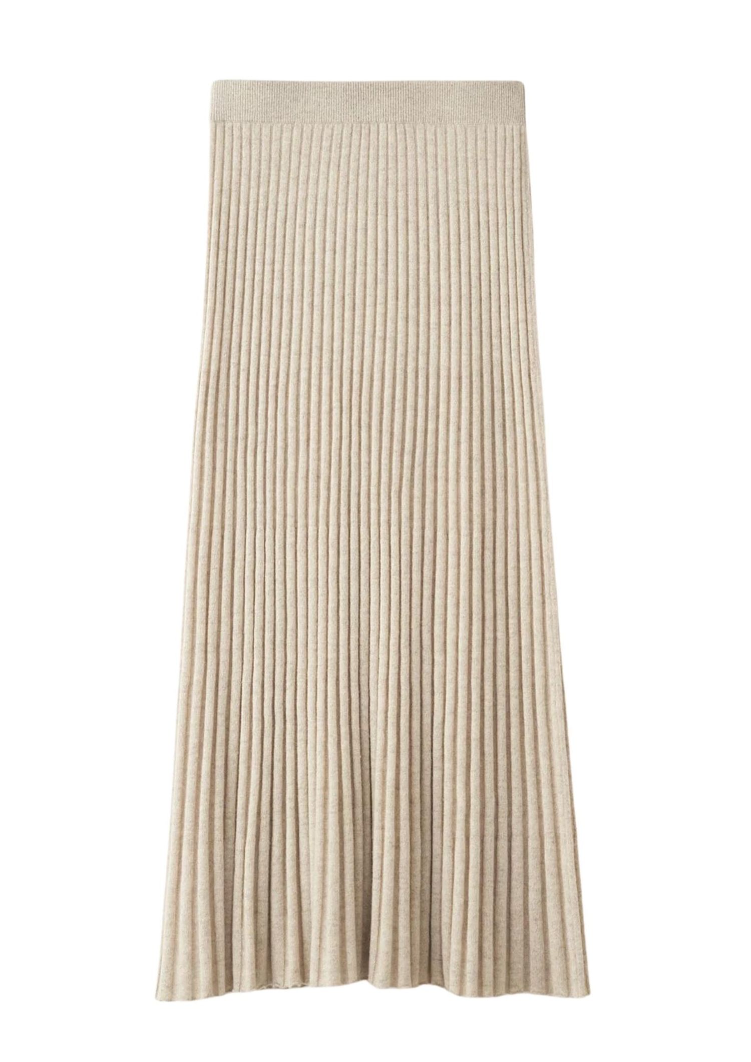 Soft Goat cashmere midi skirt natural sand