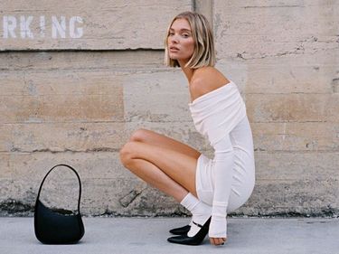 Elsa Hosk wears her favourite autumn Mary Jane shoes with white socks