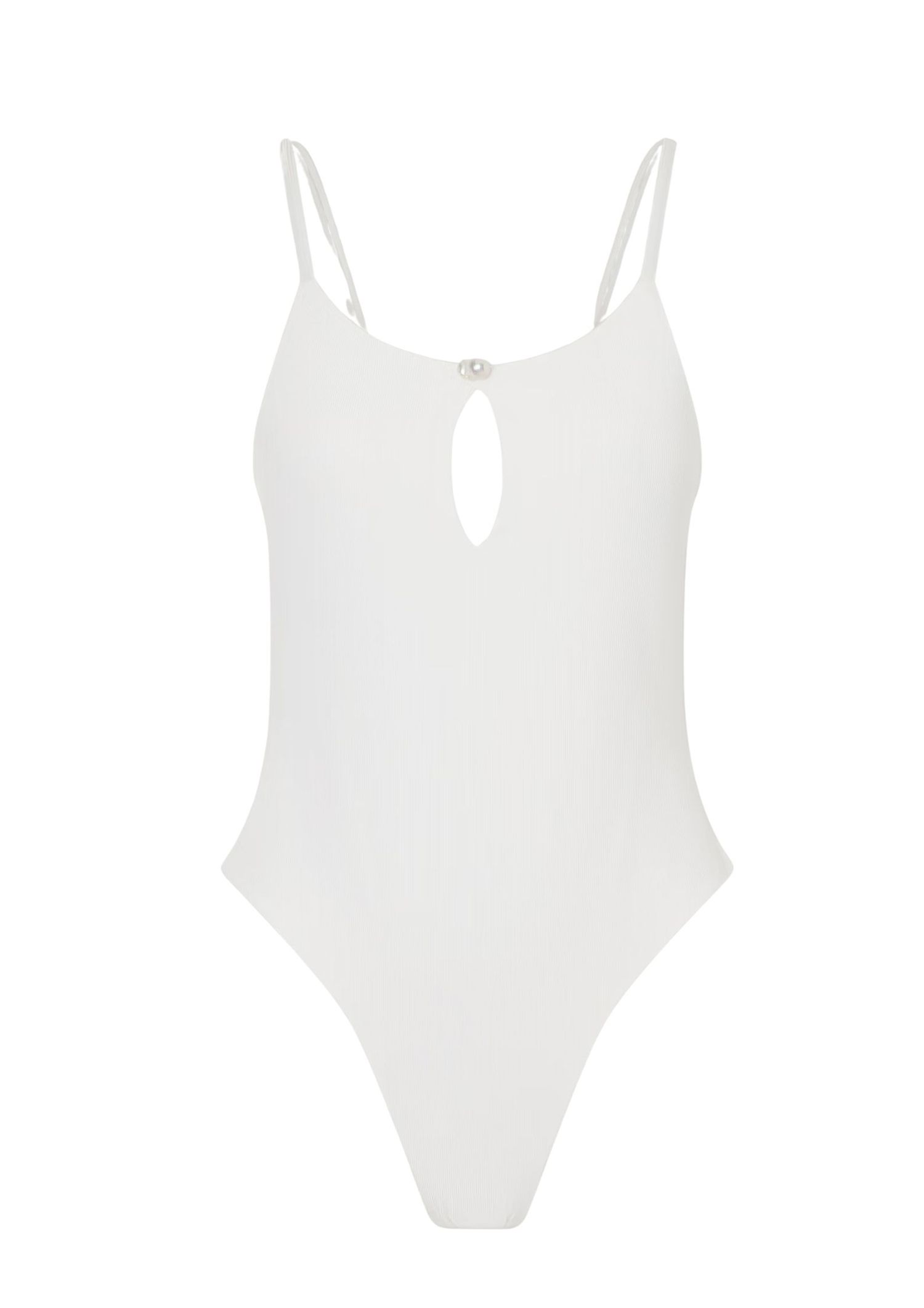 Pearl cut-out white swimsuit