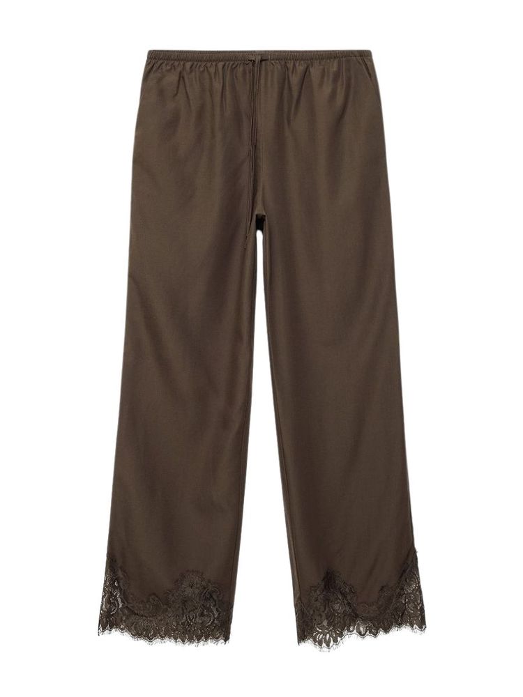 The best brown lace trim trousers - Na-kd - On a white background