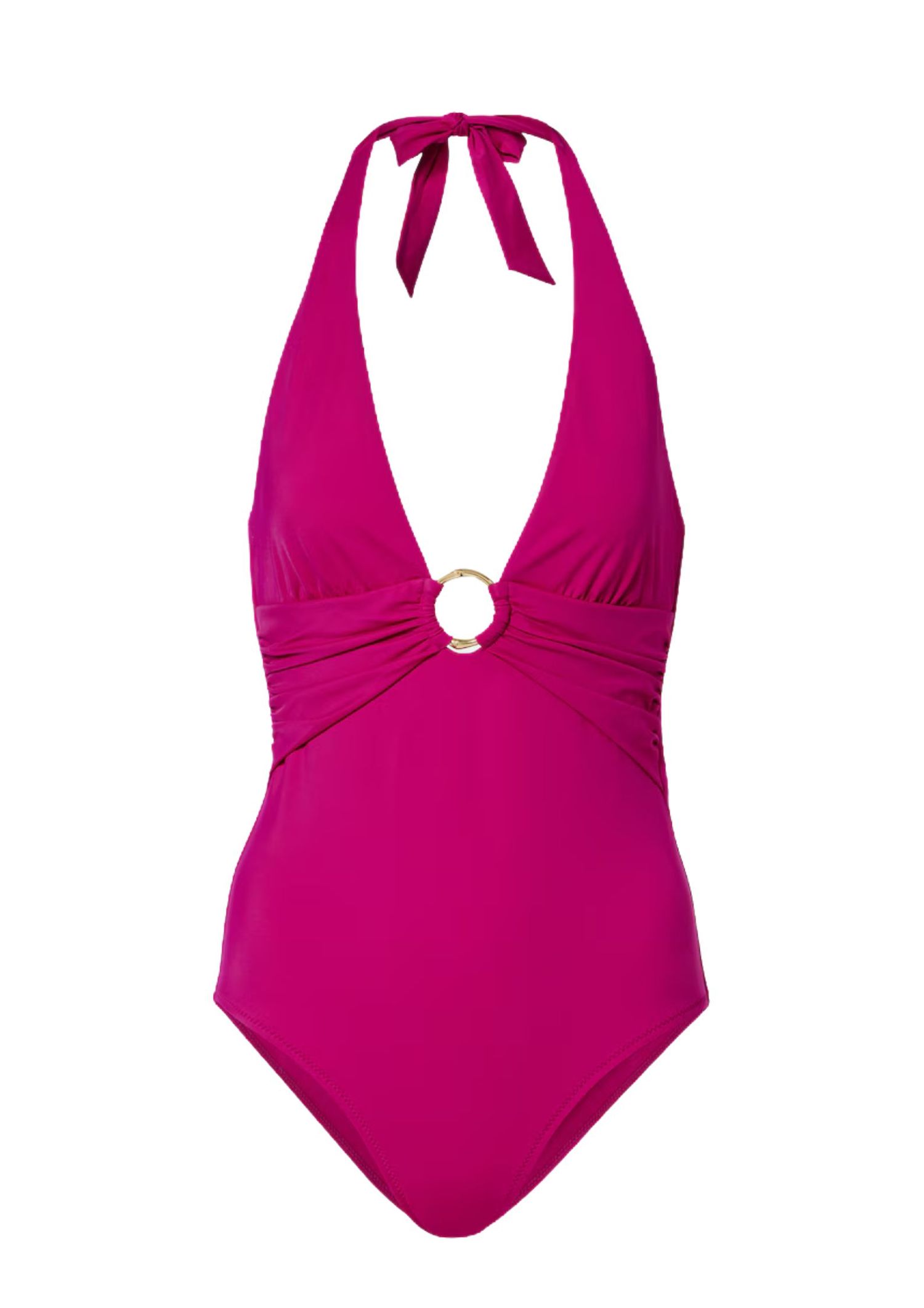 Bright fuchsia halterneck swimsuit