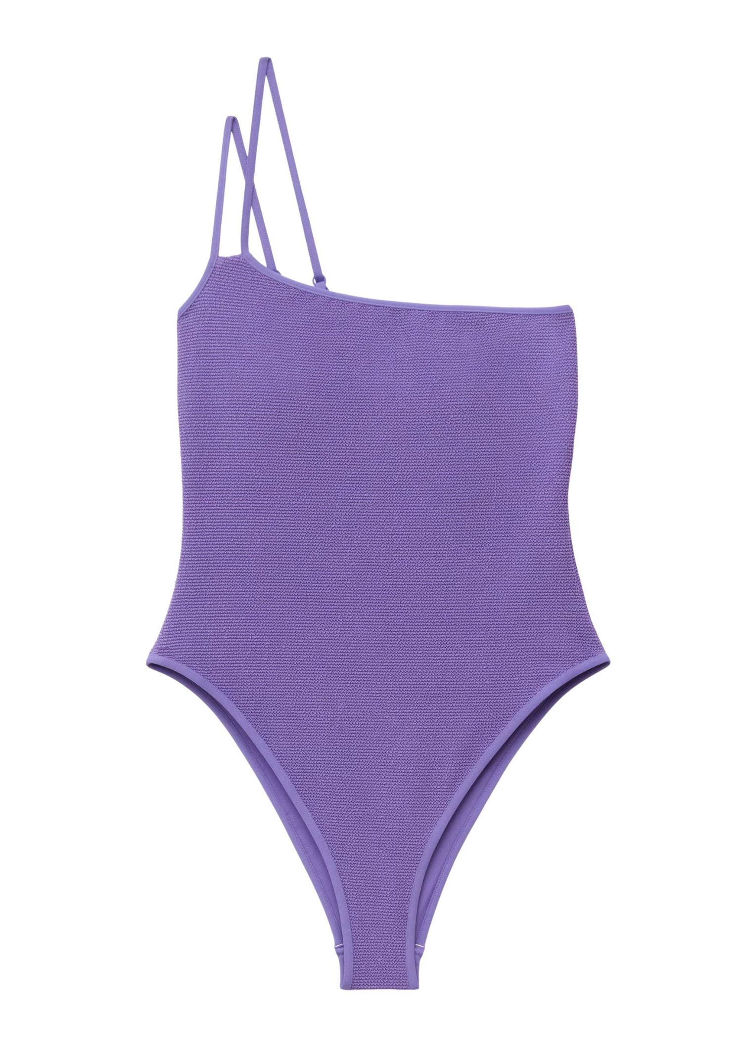 Purple one-shoulder swimsuit