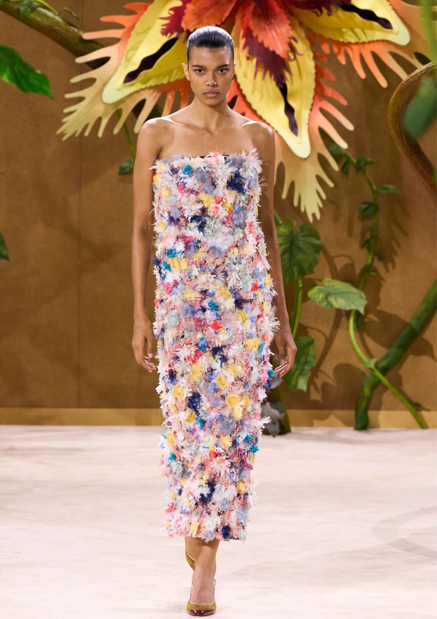 Bandeau textured multi colour dress 