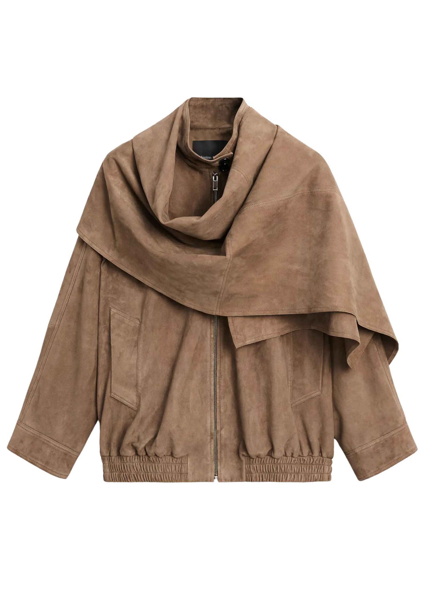 The best suede jacket by Massimo Dutti on a white background