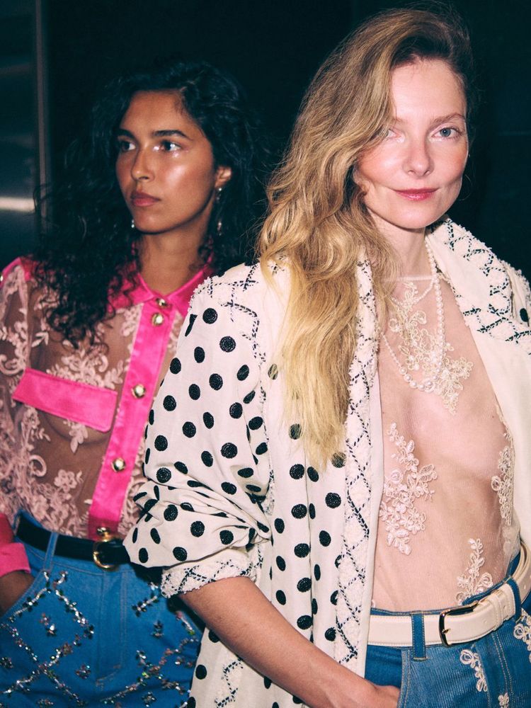Models pictured backstage at the Caro Editions SS27 runway show