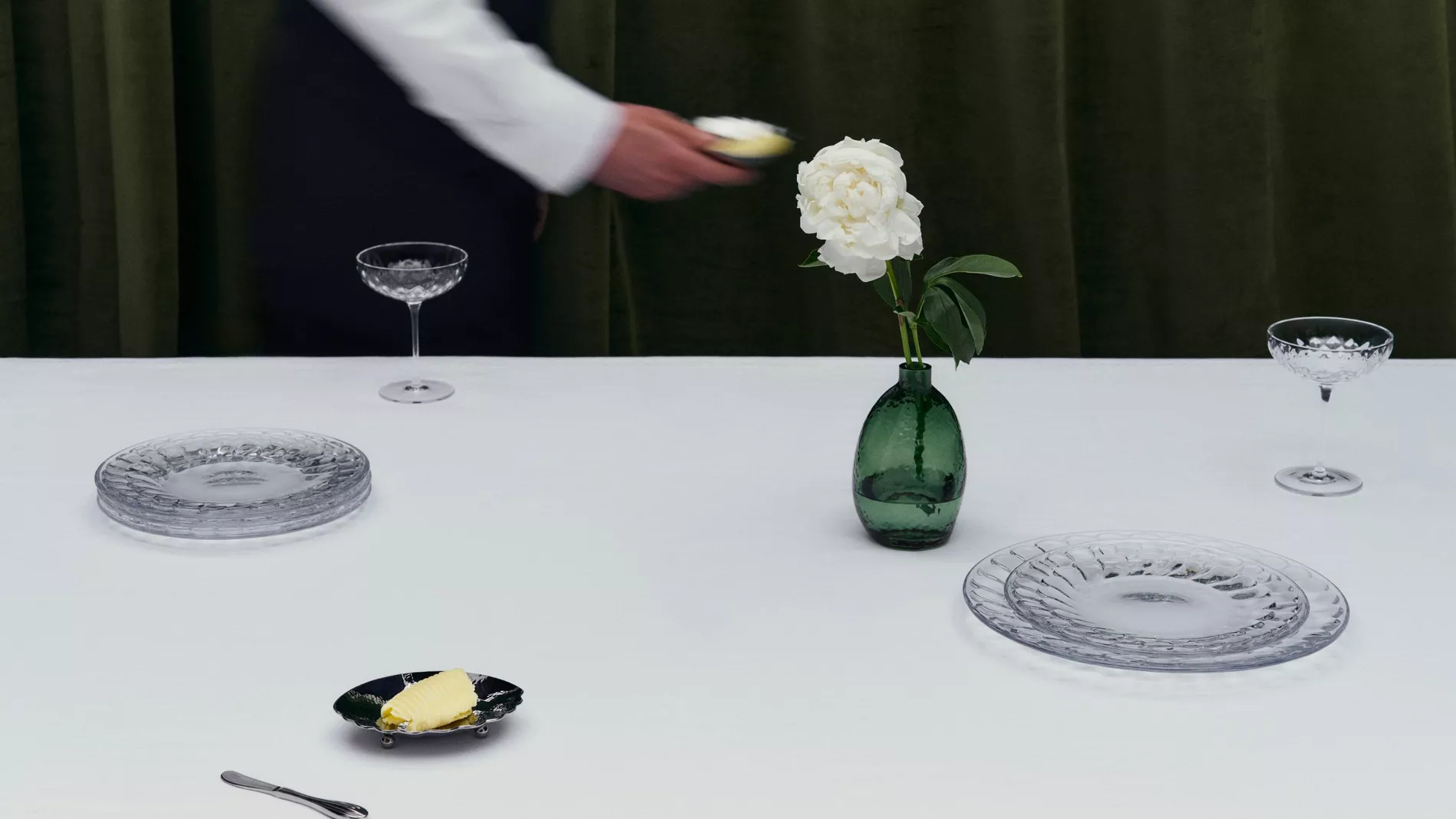 A tablescape of items from the Victoria Beckham and Westwing collection