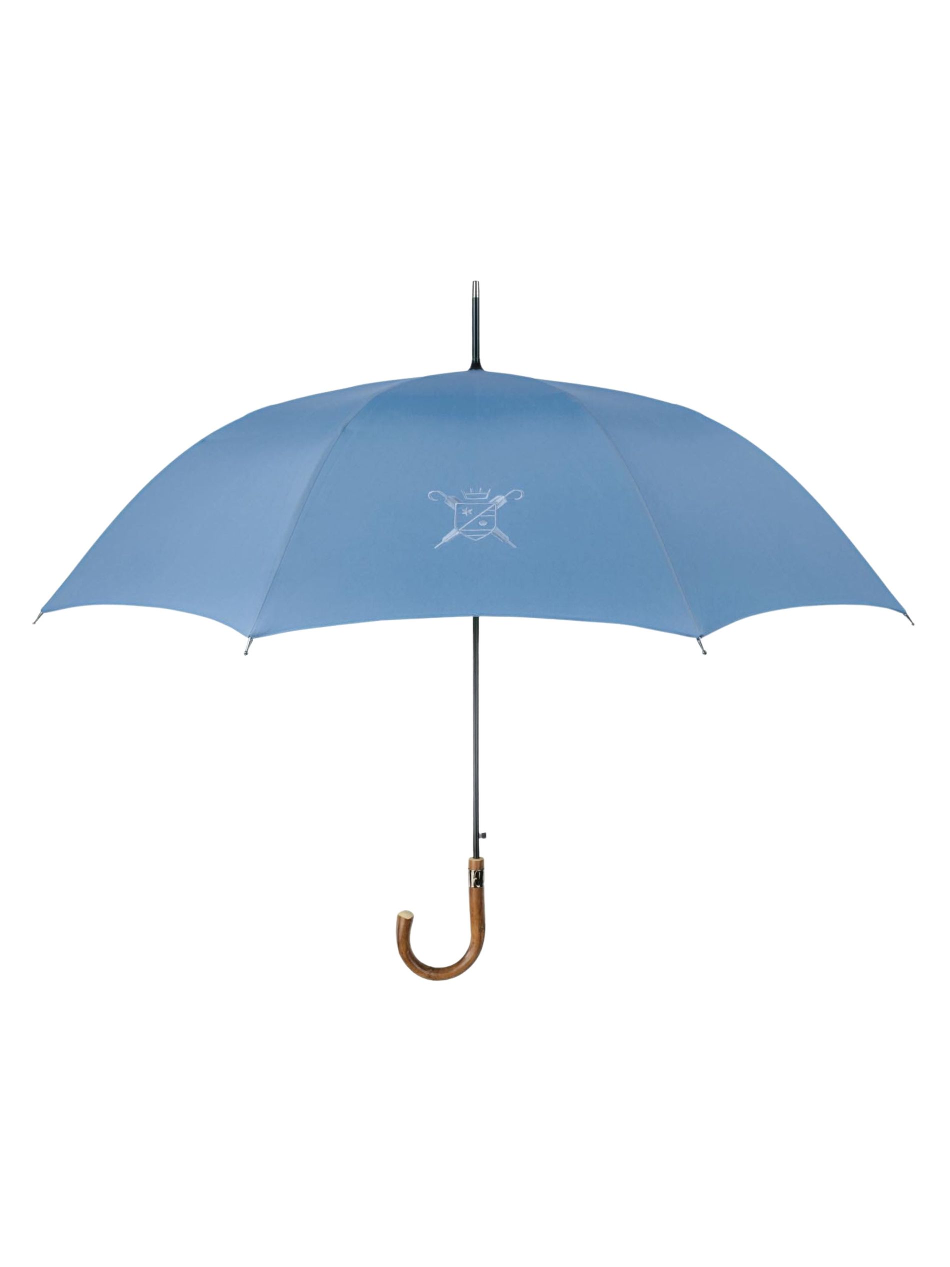 Light blue umbrella against a white background