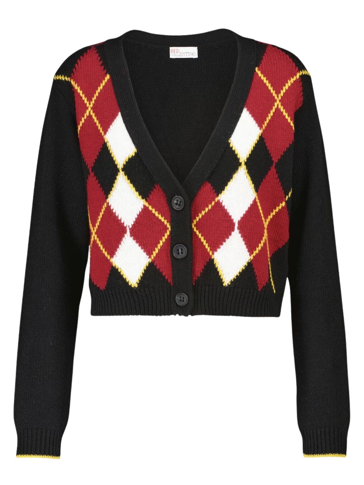 Crew Neck Long Sleeve Contrast Argyle Drawcord Sweater main image 0
