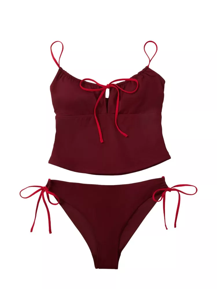 The best burgundy tankini set - Tbco - On a white background