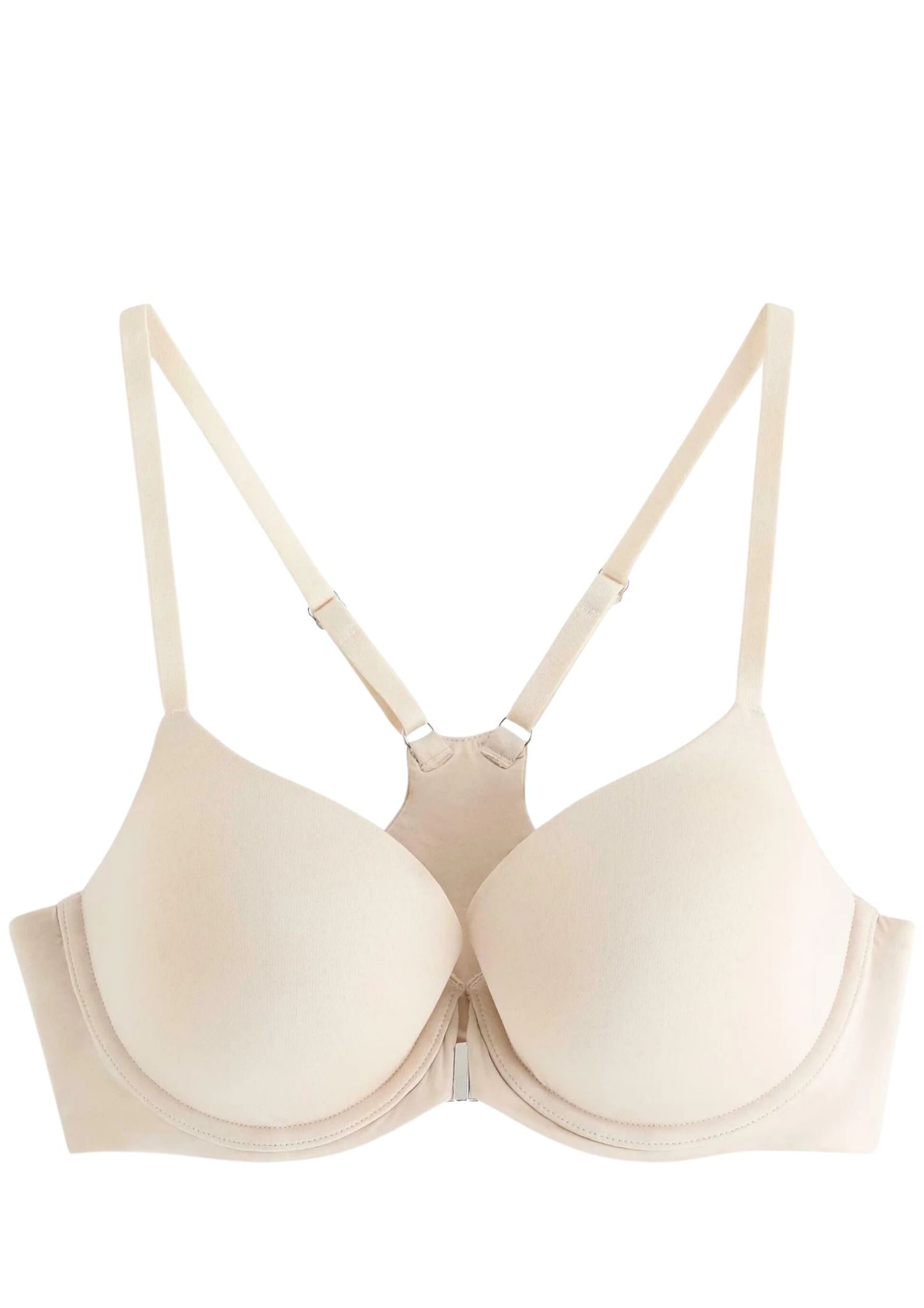 Nude front-closure bra