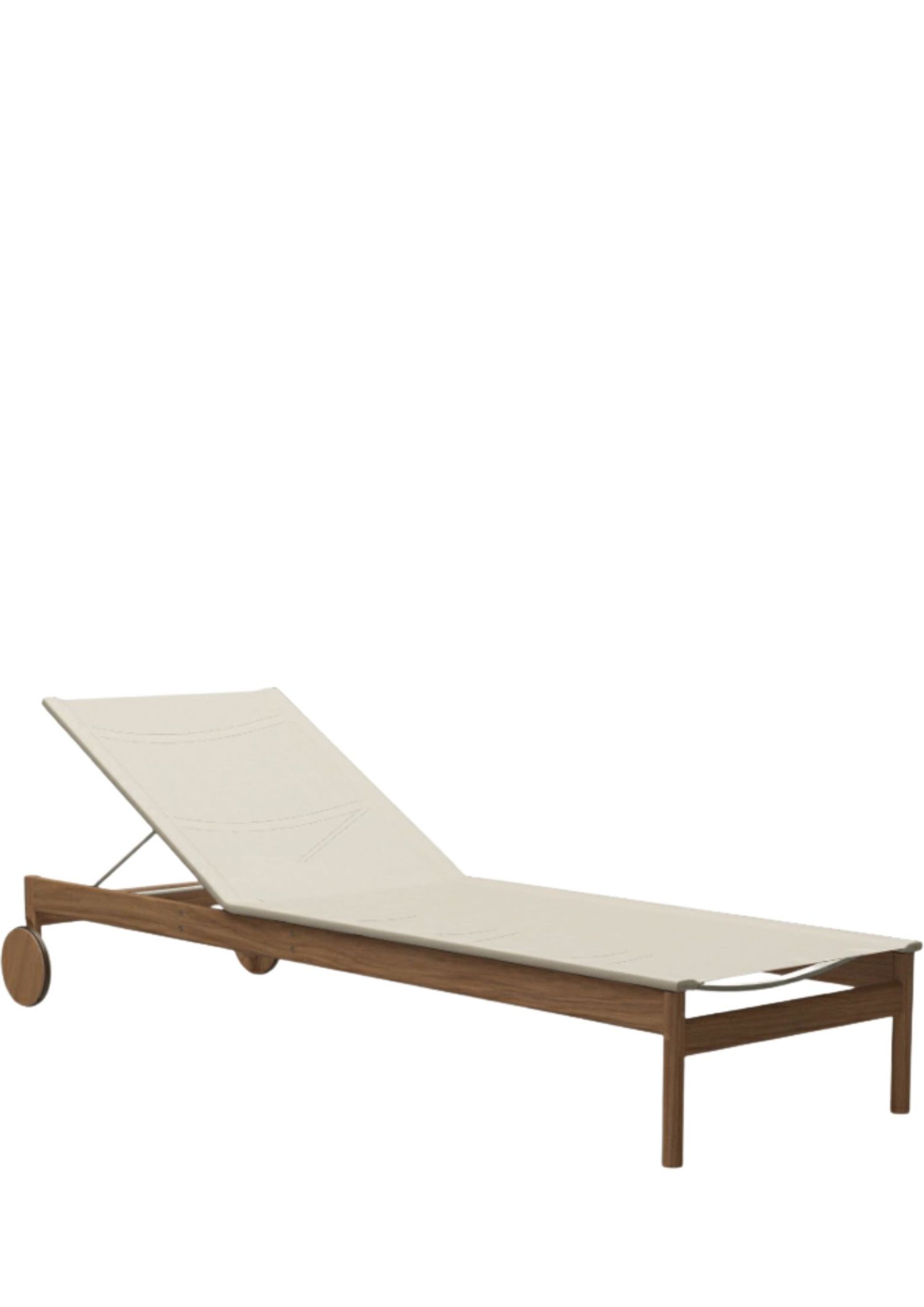 A wooden resort-style sun lounger