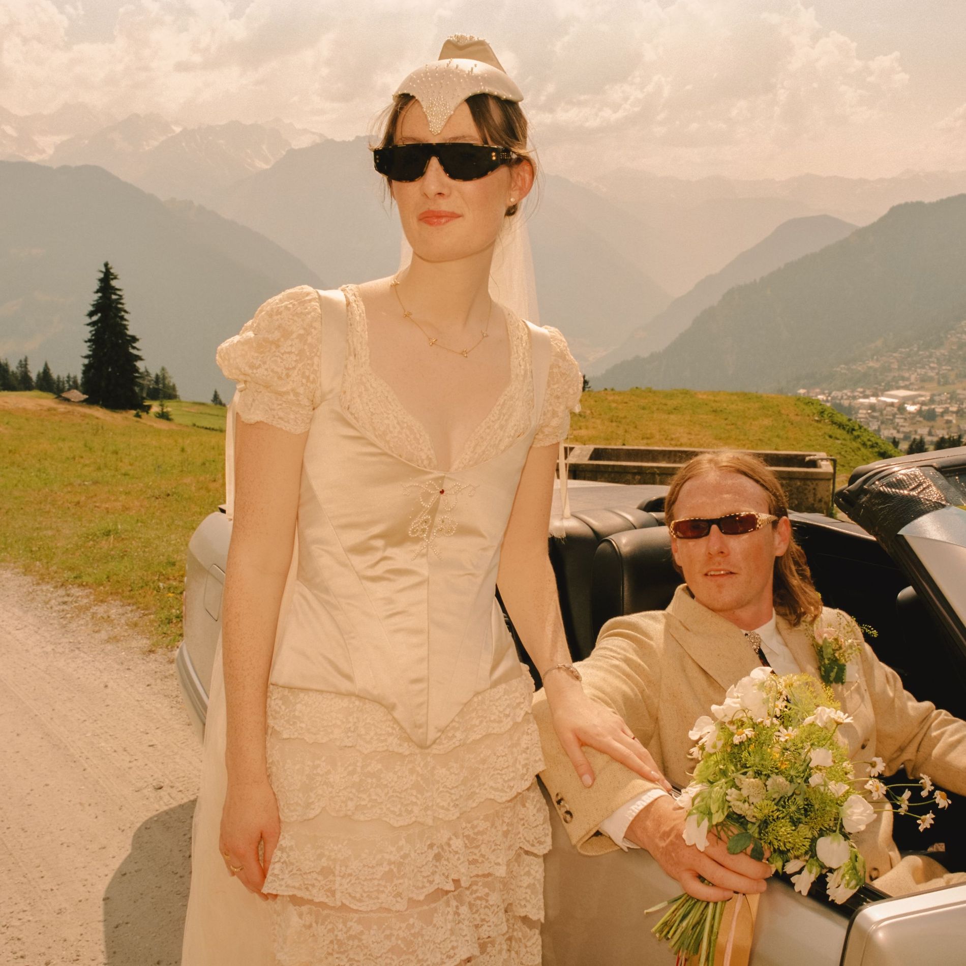 Kristina Beddell and Noah Russell at their wedding in the Swiss Alps