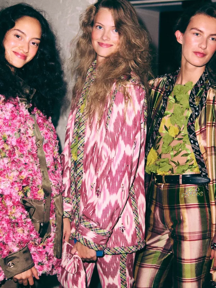 Models pictured backstage at Caro Editions' SS27 show