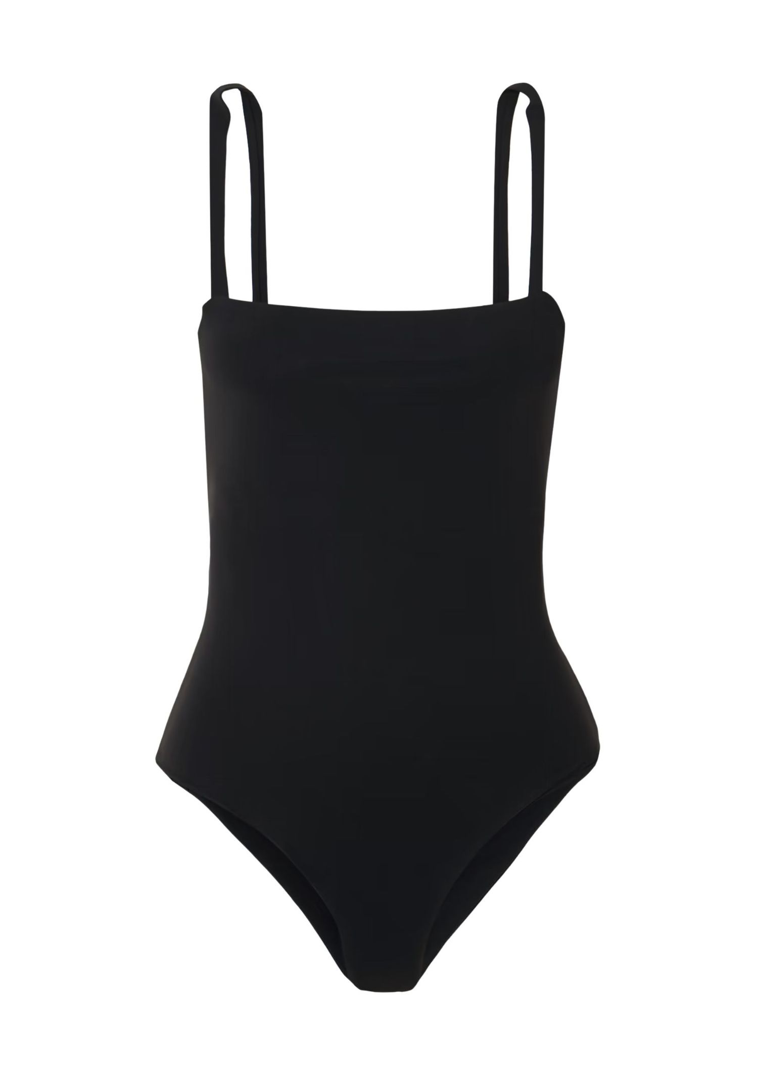 Square neck black open back swimsuit