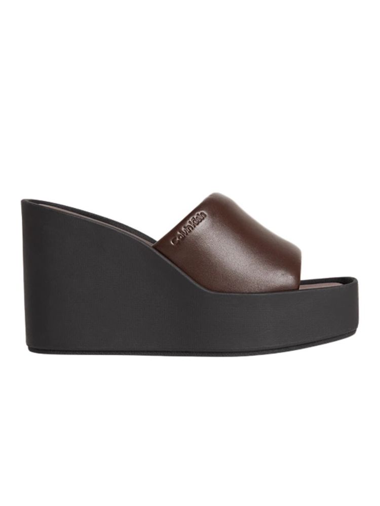 The best leather platform wedge sandals - Calvin Klein - On a white background