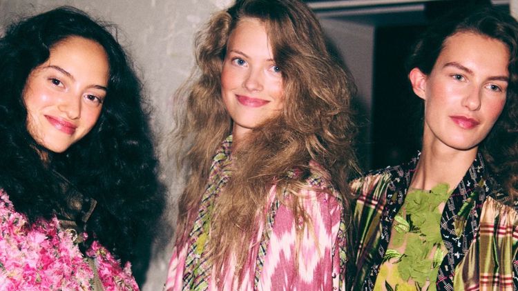 Models pictured backstage at Caro Editions' SS27 show
