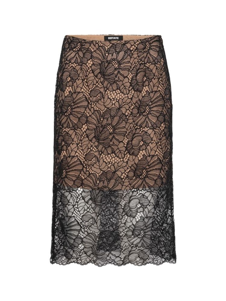 The best black lace pencil midi skirt - Rotate - On a white background