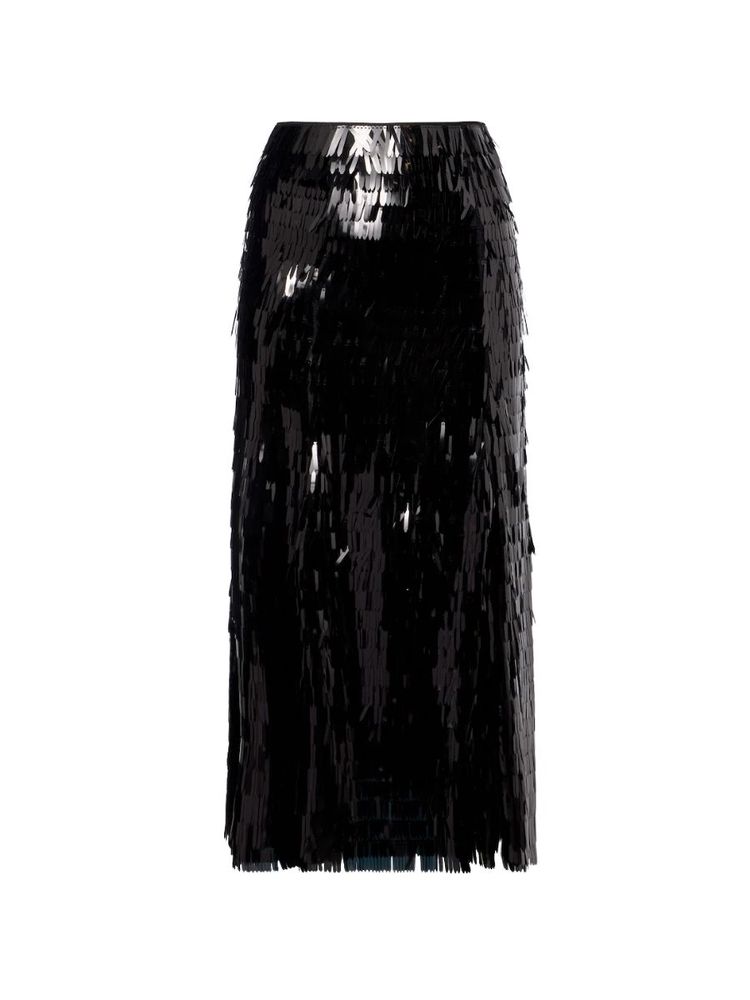 The best black sequin midi skirt - Self Portrait - On a white background