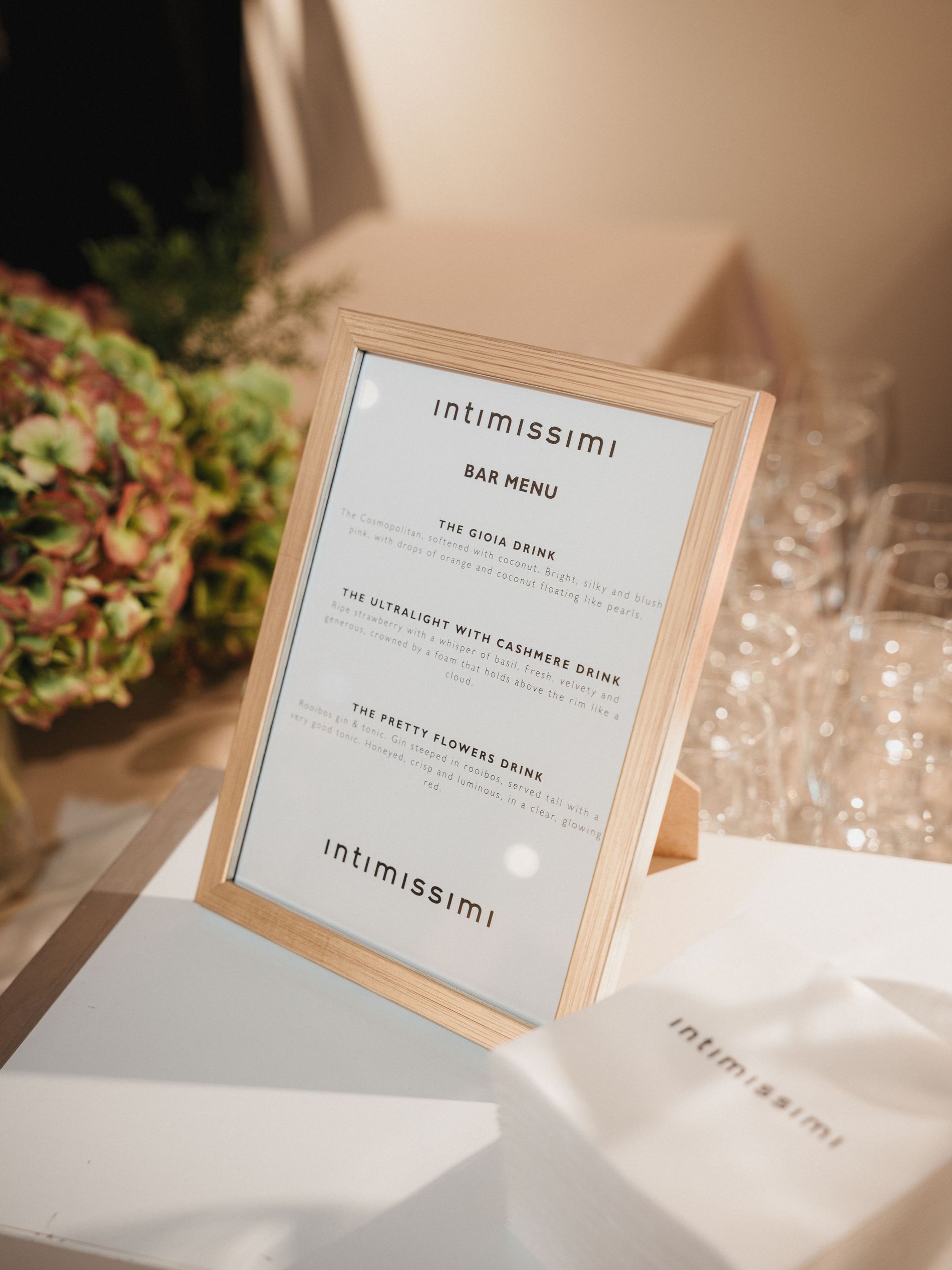 Bar menu on Intimissimi X Vogue Scandinavia event