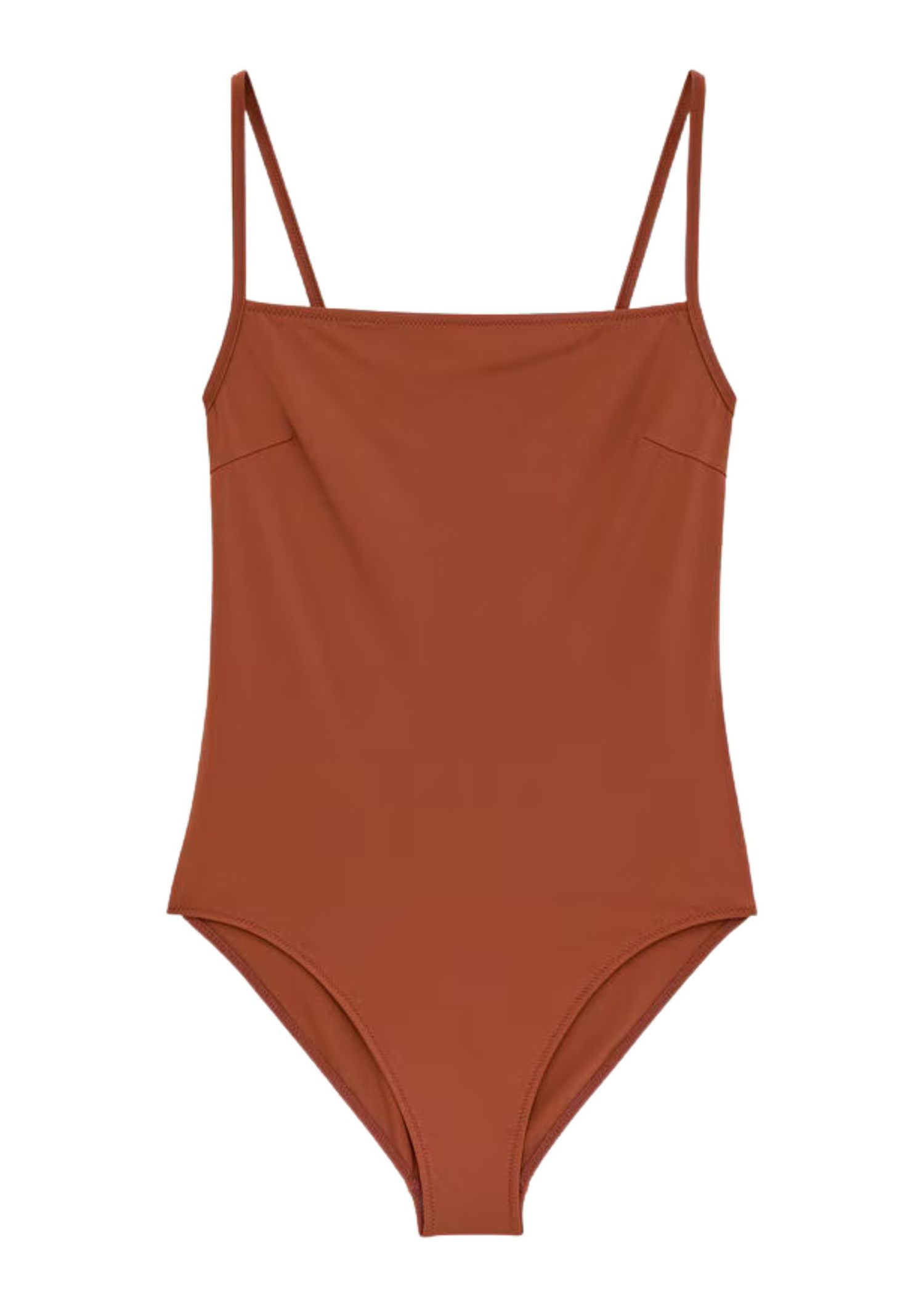 Light brown square-neck swimsuit
