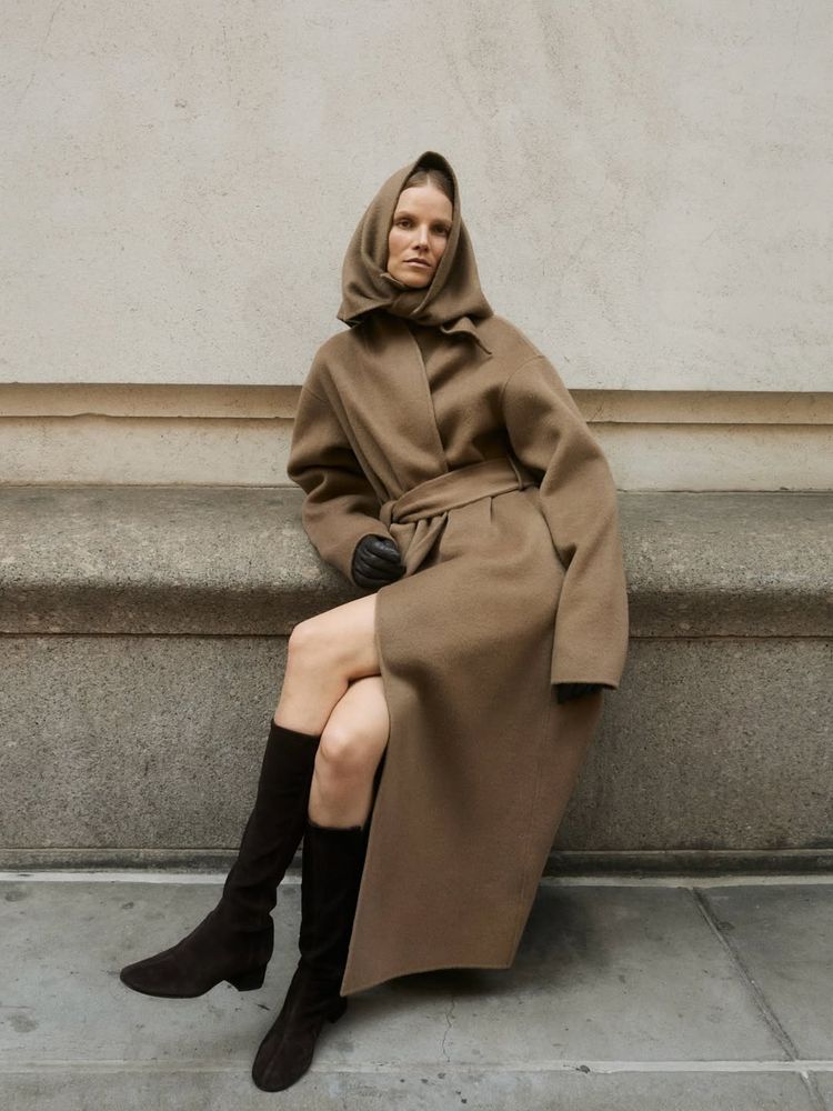 Iconic Finnish supermodel Suvi Riggs posing in Almada Label's recent campaign