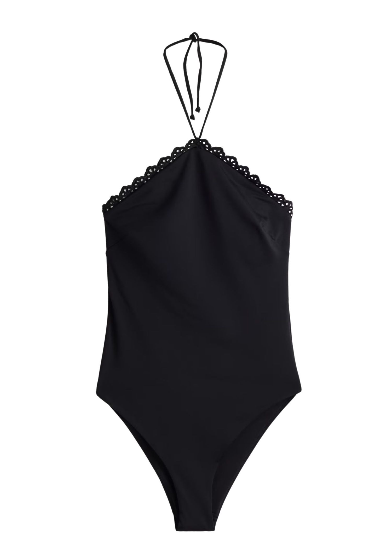 Black halterneck swimsuit with padded cups