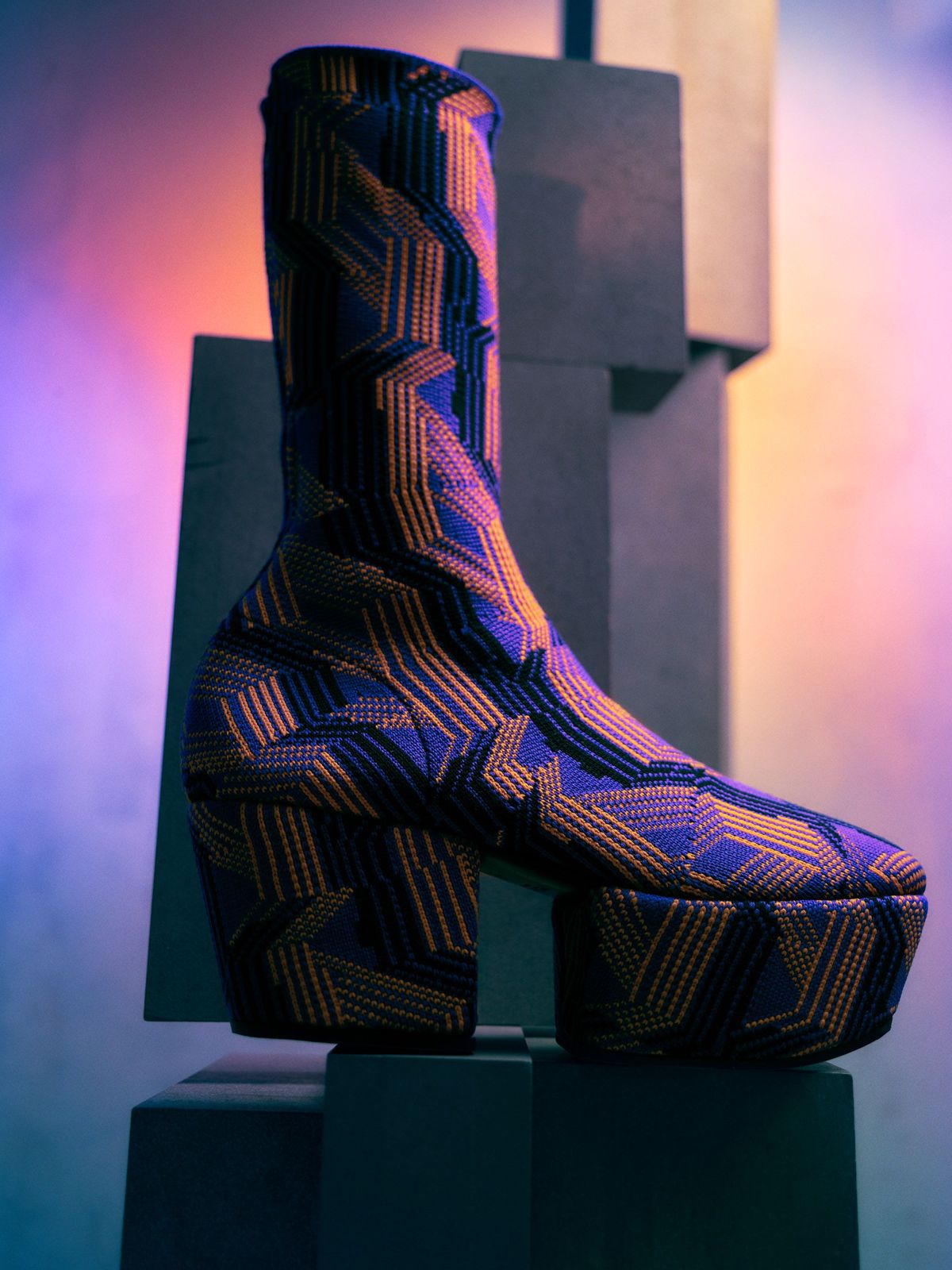 靴 PRADA JACQUARD PLATFORM ANKLE BOOTS PRADA Jacquard Knit Platform Ankle Boots 37 Black 1531964