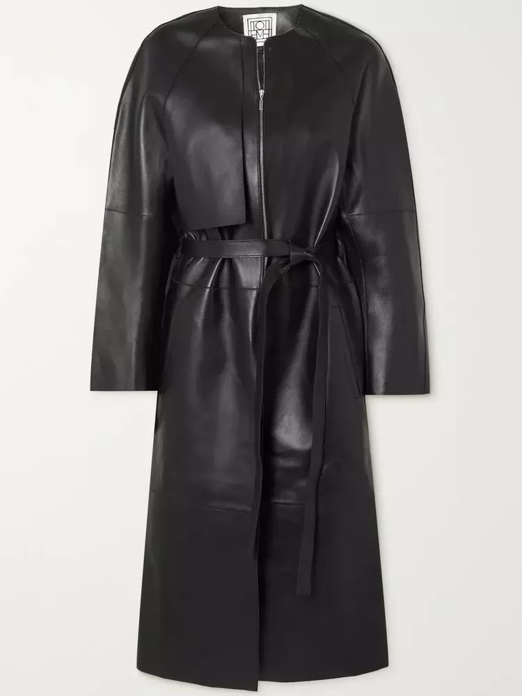 Totême black leather trenchcoat 