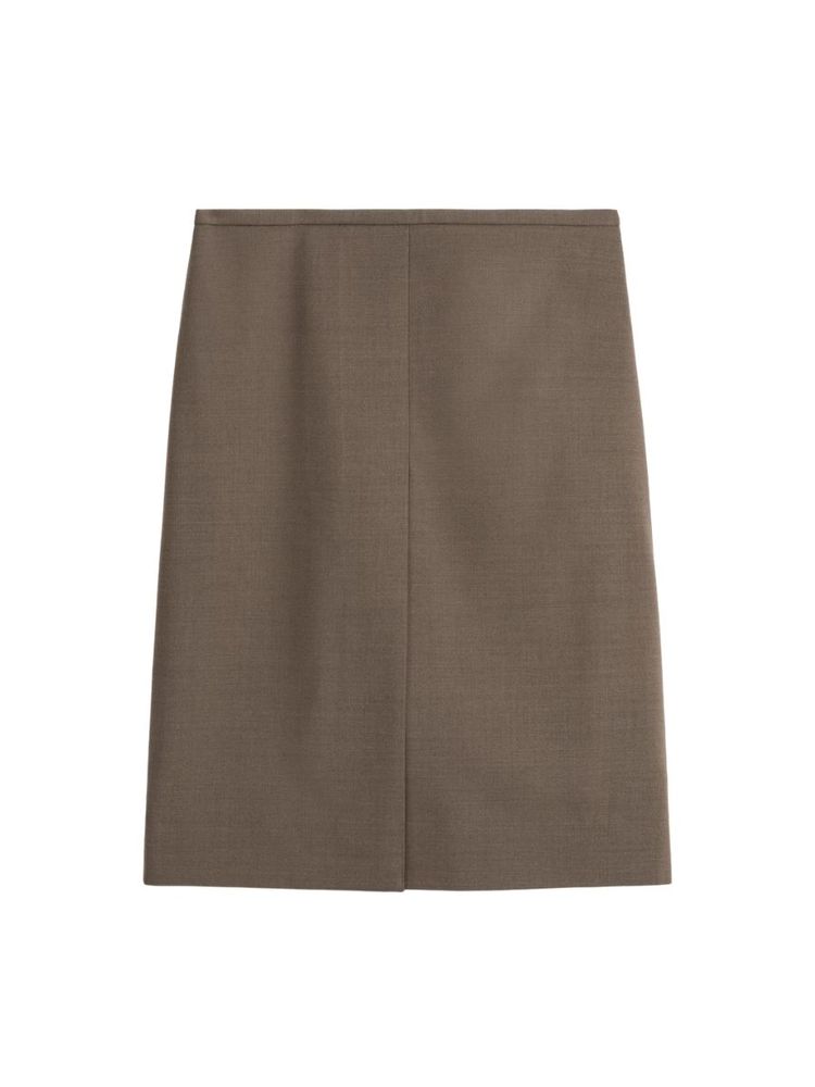 The best brown merino wool midi skirt - COS - On a white background
