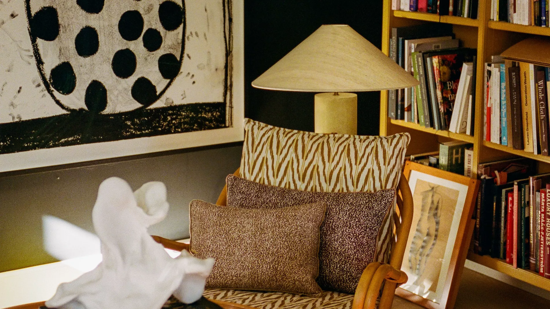 Pillows in the Leonard print by Helene Blanche