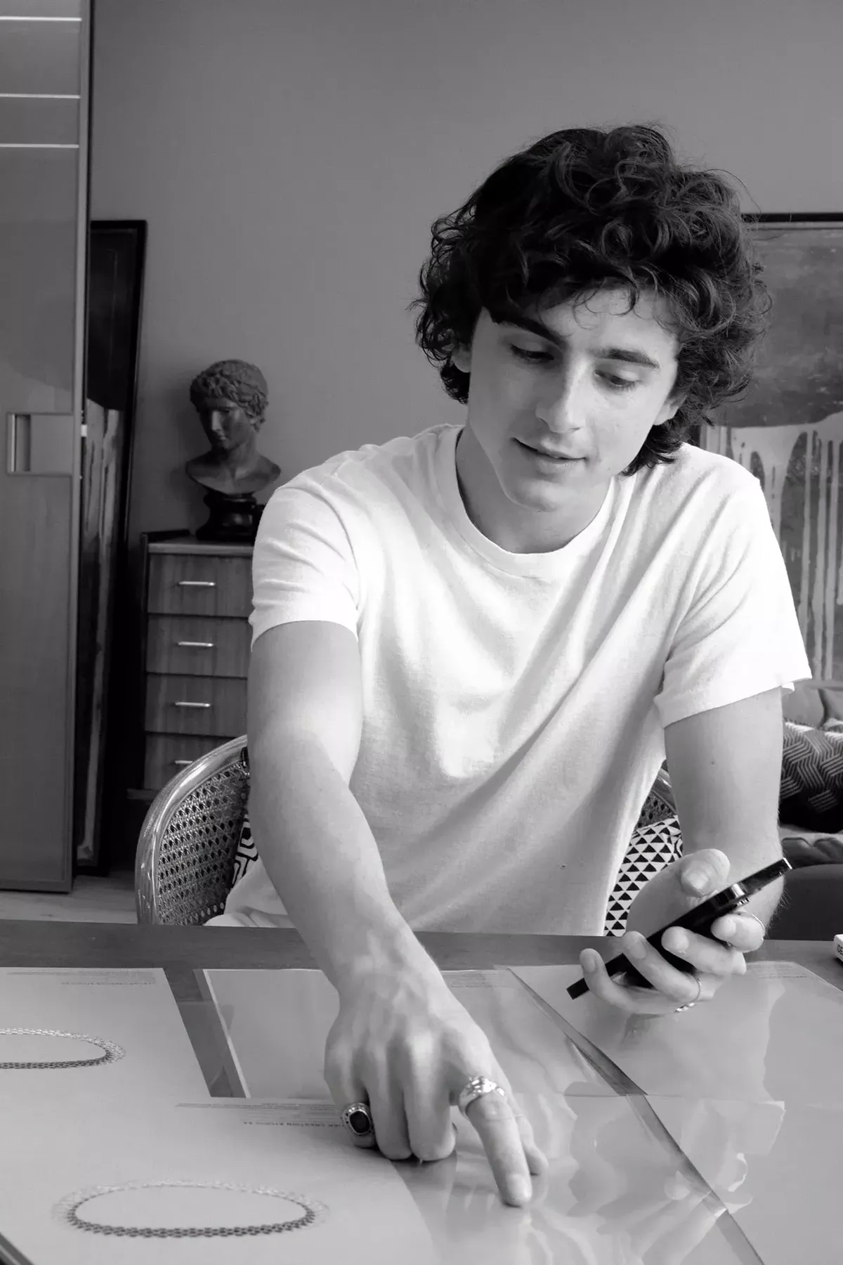 Chalamet during one of two visits to the Cartier atelier in Paris.