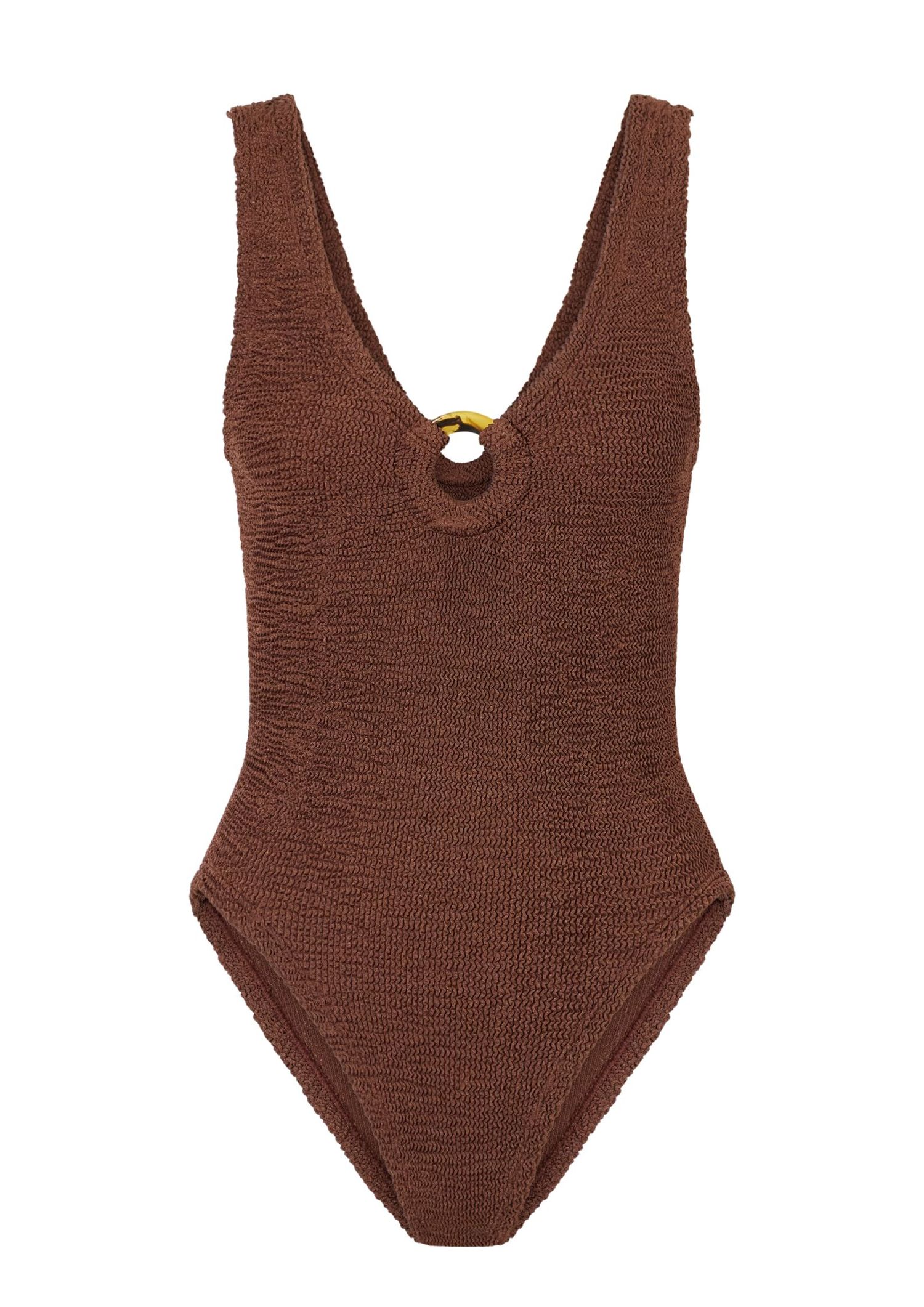 Crinkled brown swimsuit