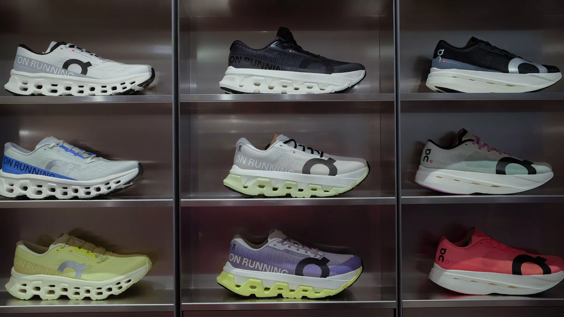 A selection of On shoes as displayed in its Stockholm store
