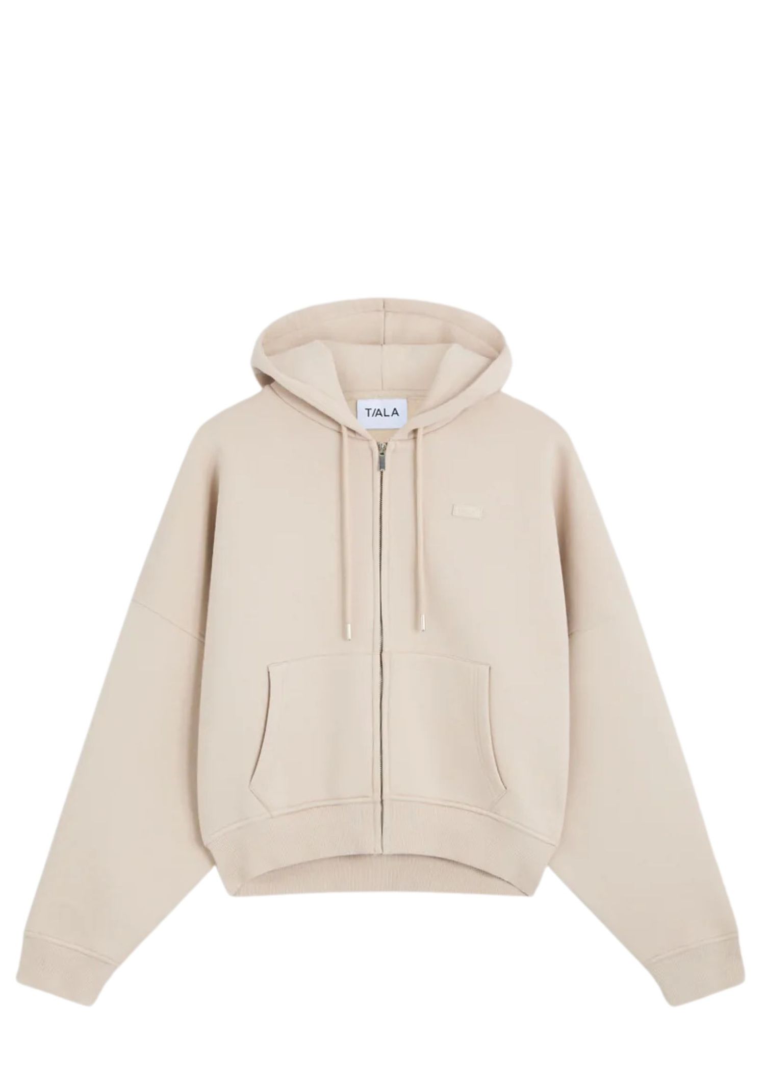 Beige cotton blend oversized hoodie