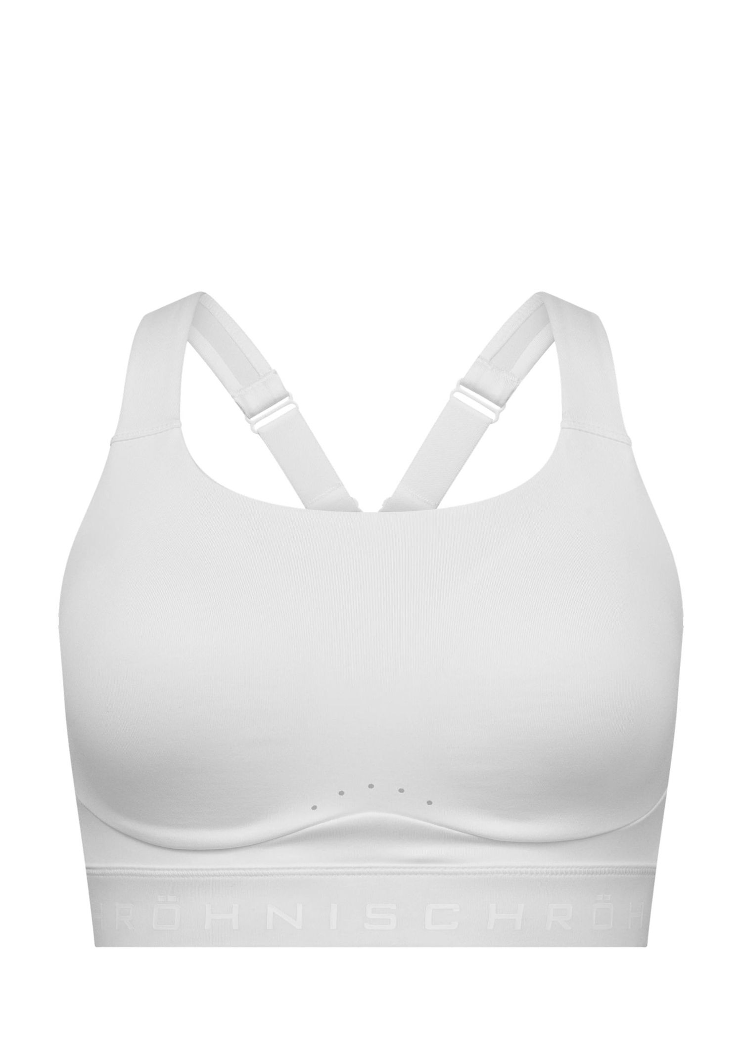 white high-impact sports bra with racerback support