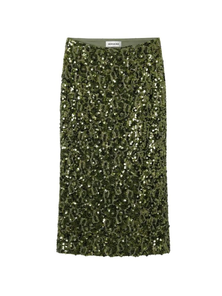 The best green sequin midi skirt - Herskind -  On a white background