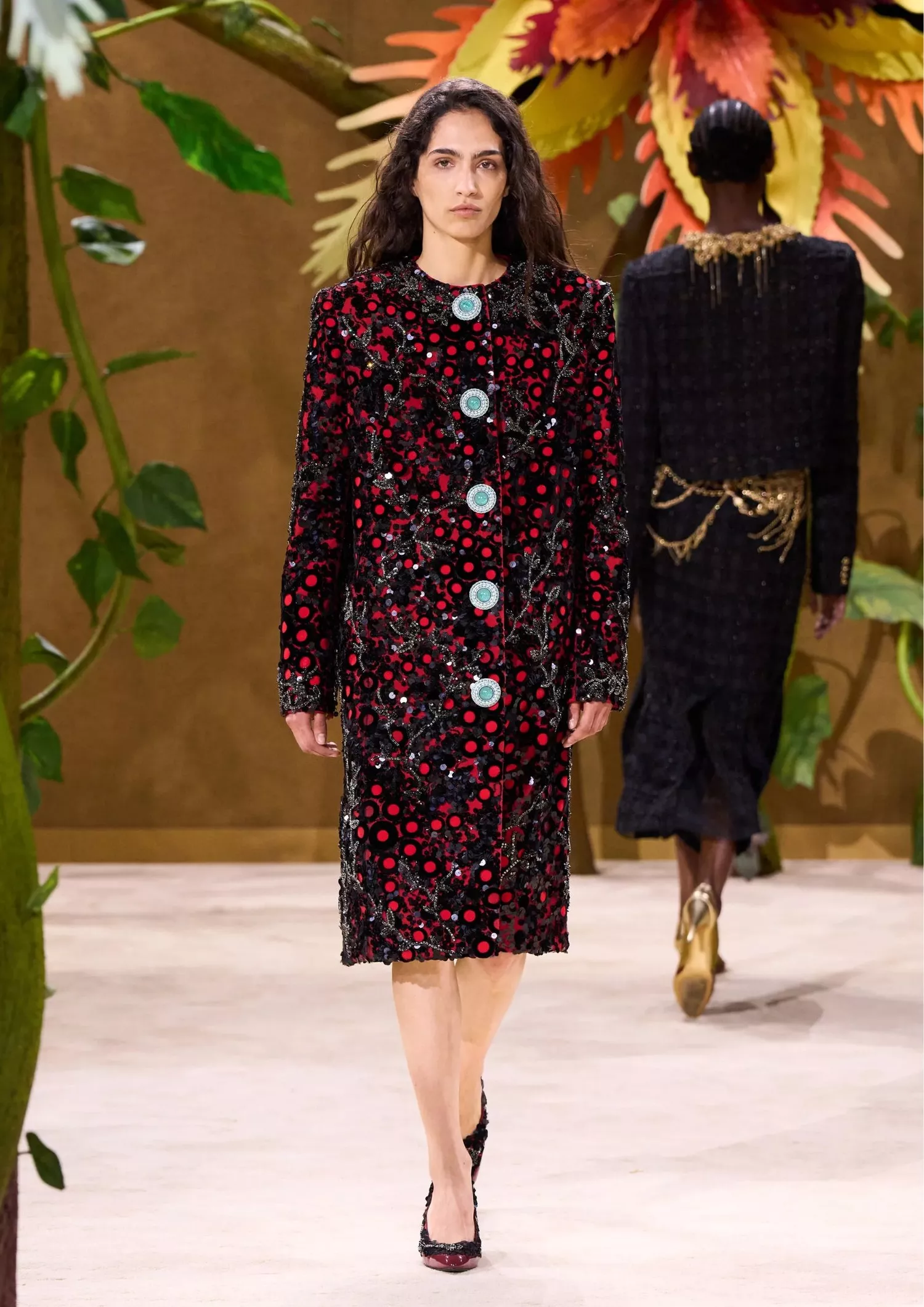 Long black and red cape 