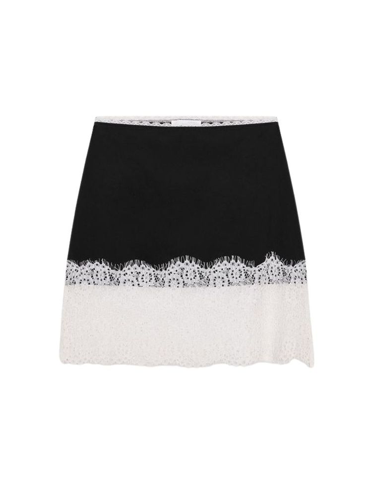 The best black mini skirt with white lace - Zara - On a white background