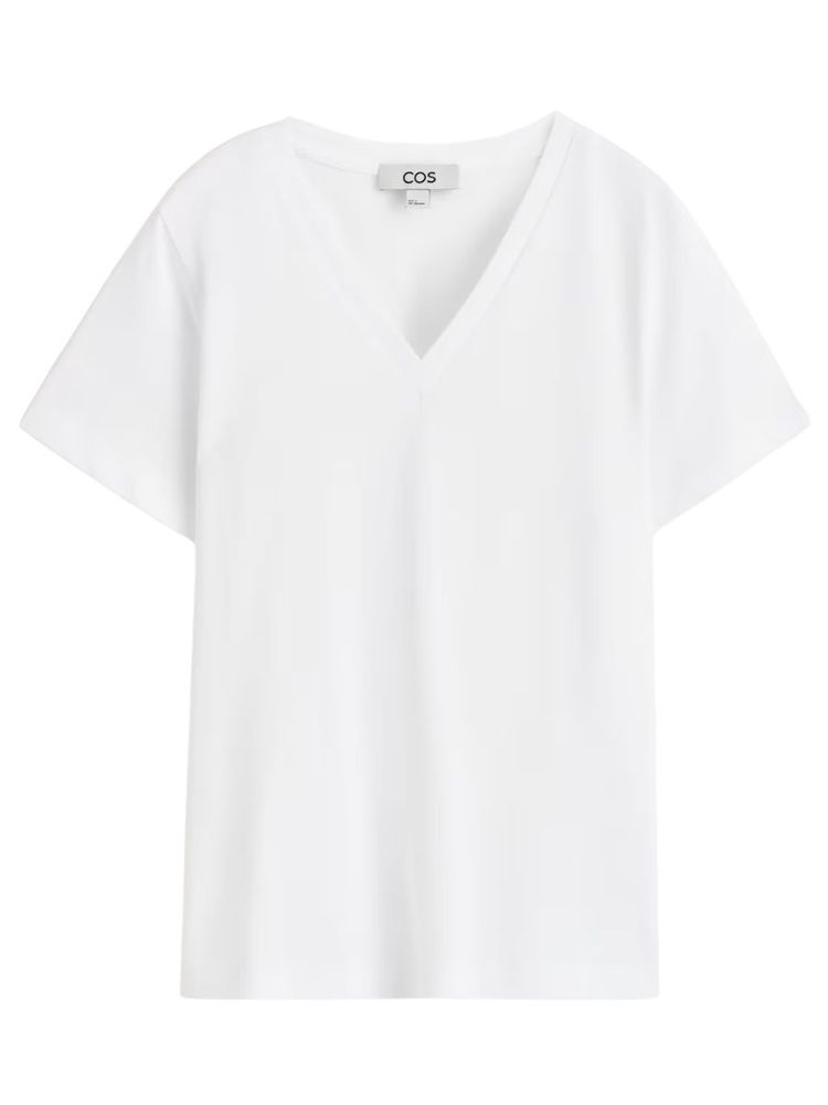 The best white v-neck t-shirt - COS - On a white background